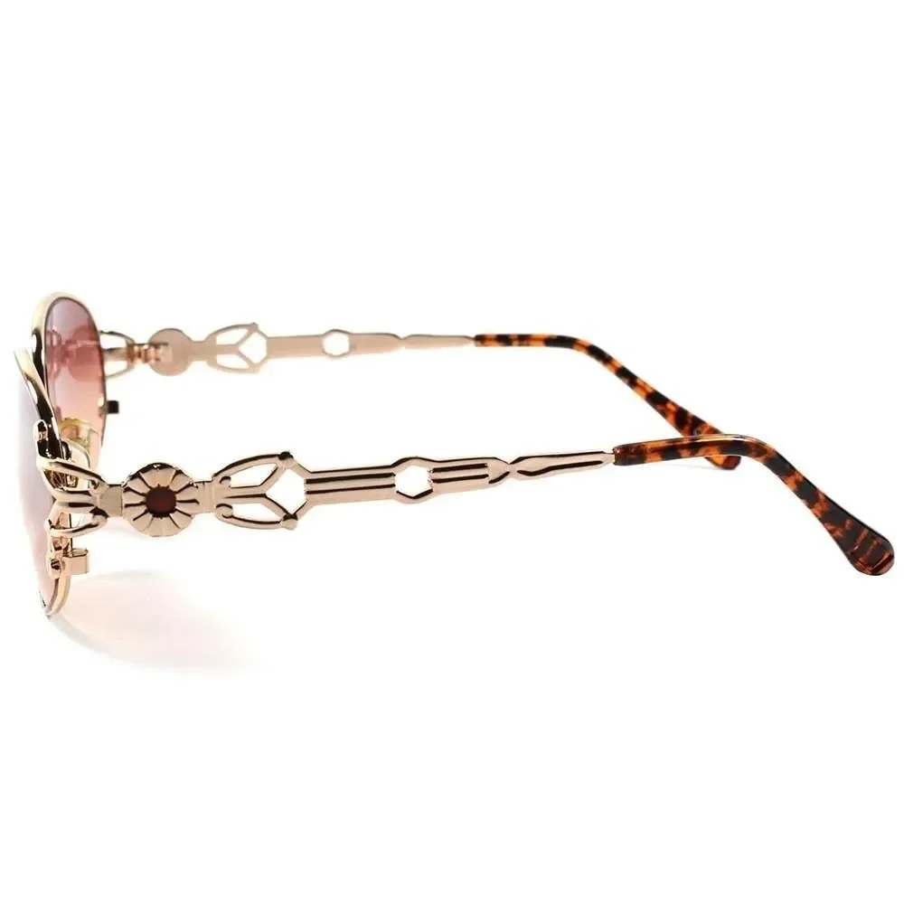 50s 60s Classic Vintage Retro Fashion Womens Stylish Gold Oval Sunglasses C58